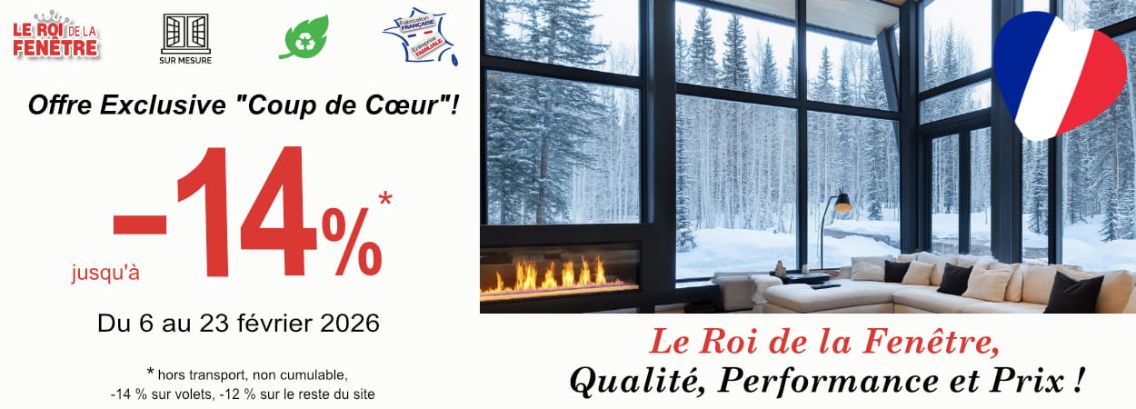 Promotion jusqu'à -14 % du 06 au 23 février 2026, -14 % sur volets et -12 % sur le reste du site