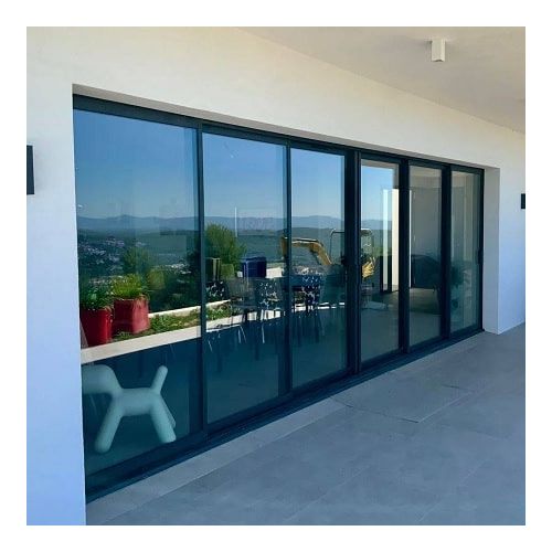 Baie vitrée ALU 6 vantaux 3 rails