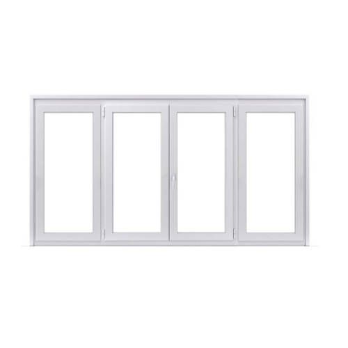 Porte fenêtre ALU ouvrant caché 2 vantaux ouverture à la française avec un latéral fixe de chaque coté