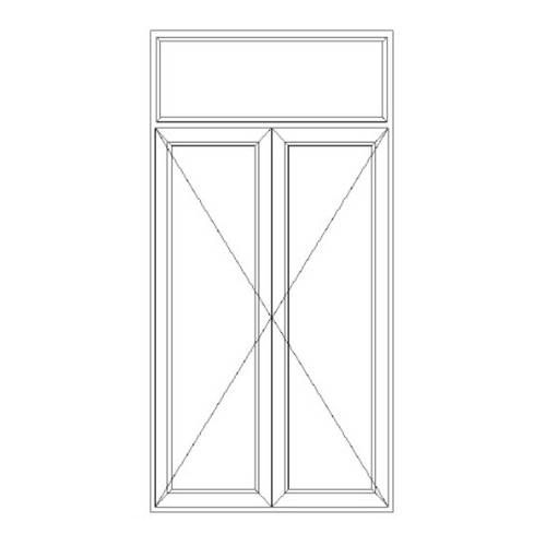 Porte fenêtre PVC 2 vantaux ouverture à la française avec imposte fixe avec pose