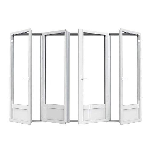 Porte fenêtre ALU ouvrant caché 4 vantaux ouverture à la française avec soubassement avec pose