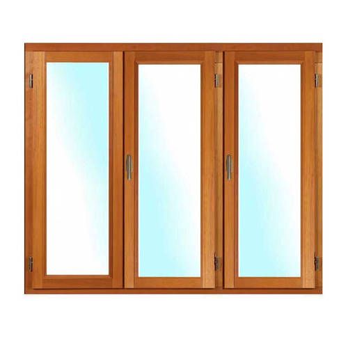Porte fenêtre BOIS à recouvrement 3 vantaux ouverture à la française