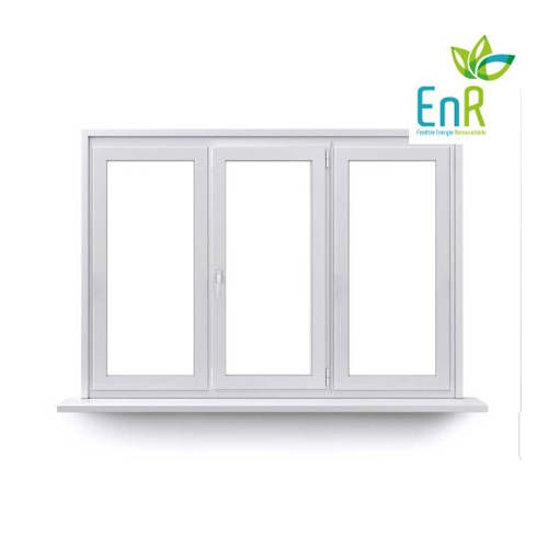 Fenêtre PVC EnR 1 vantail ouverture à la française avec un latéral fixe de chaque coté
