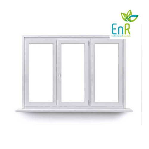 Fenêtre PVC EnR 2 ouvrants à 1 vantail ouverture à la française avec un fixe central