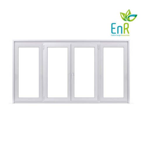 Fenêtre PVC EnR 2 vantaux ouverture à la française avec un latéral fixe de chaque coté
