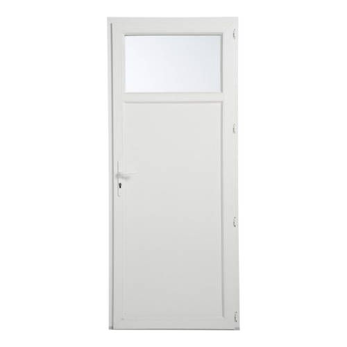 Porte de service PVC 1 vantail ouverture à la française avec Oculus