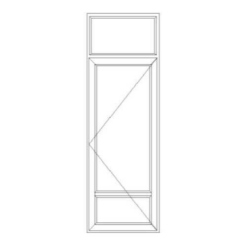 Porte fenêtre PVC 1 vantail ouverture à la française soubassement avec imposte fixe avec pose