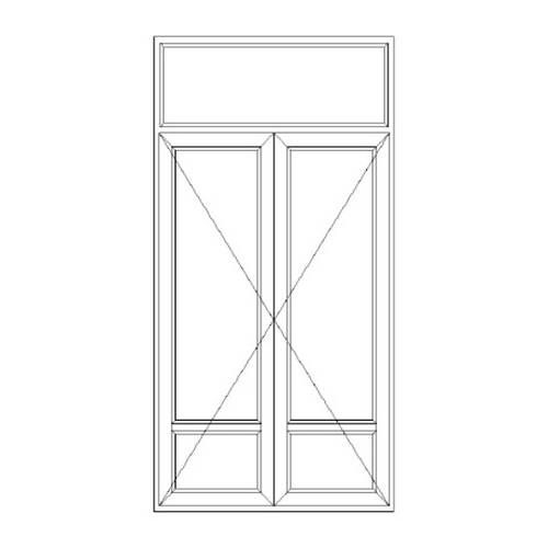 Porte fenêtre PVC 2 vantaux ouverture à la française soubassement avec imposte fixe