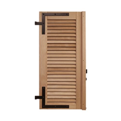 Volet battant à cadre BOIS Exotique Rouge 33 mm 2 vantaux