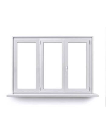 Porte fenêtre 2 vantaux ouvrant à la française avec un latéral fixe Alu ouvrant caché