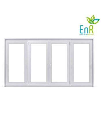 Fenêtre PVC EnR 2 vantaux ouverture à la française avec un latéral fixe de chaque coté