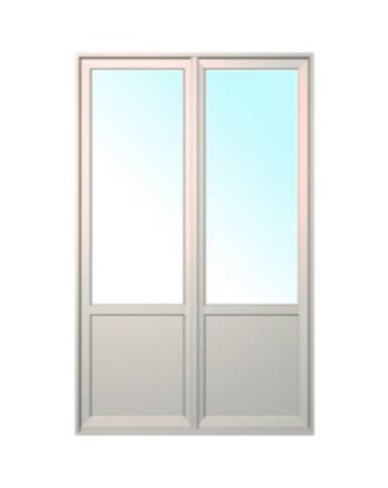 Porte fenêtre ALU ouvrant caché 2 vantaux ouverture à la française avec soubassement