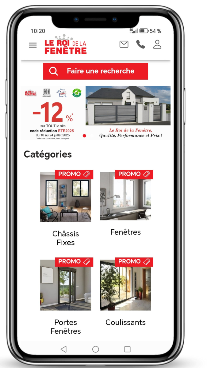application mobile du roi de la fenêtre