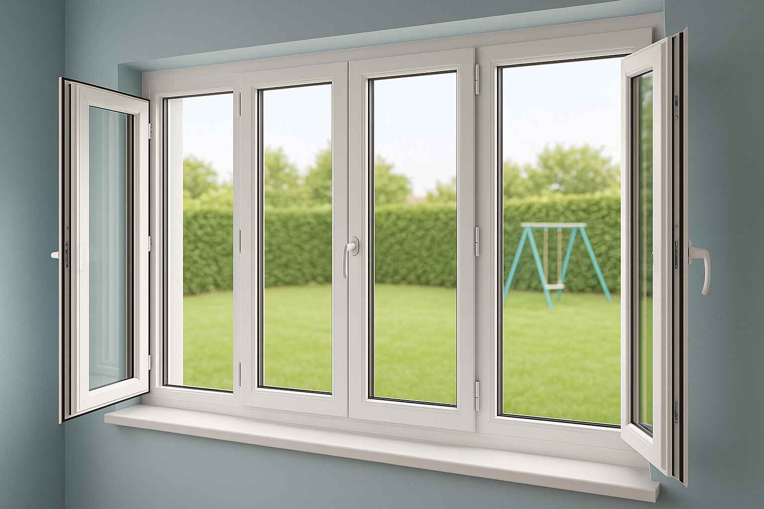fenetre 4 vantaux pvc 2 ouvrants et 2 fixes pvc blanc