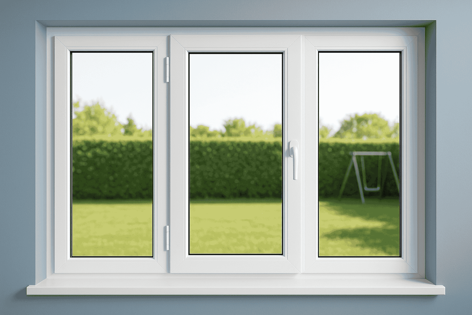 fenêtre 3 vantaux 1 ouvrant et 2 fixes pvc blanc