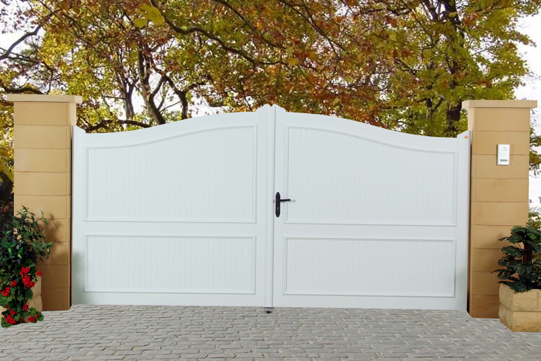 poteau portail pvc battant blanc