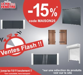 Le Roi de la fenetre Ventes Flash -15 % sur volet roulant, battant, porte garage et portail ALU du 03 au 10 novembre 2025