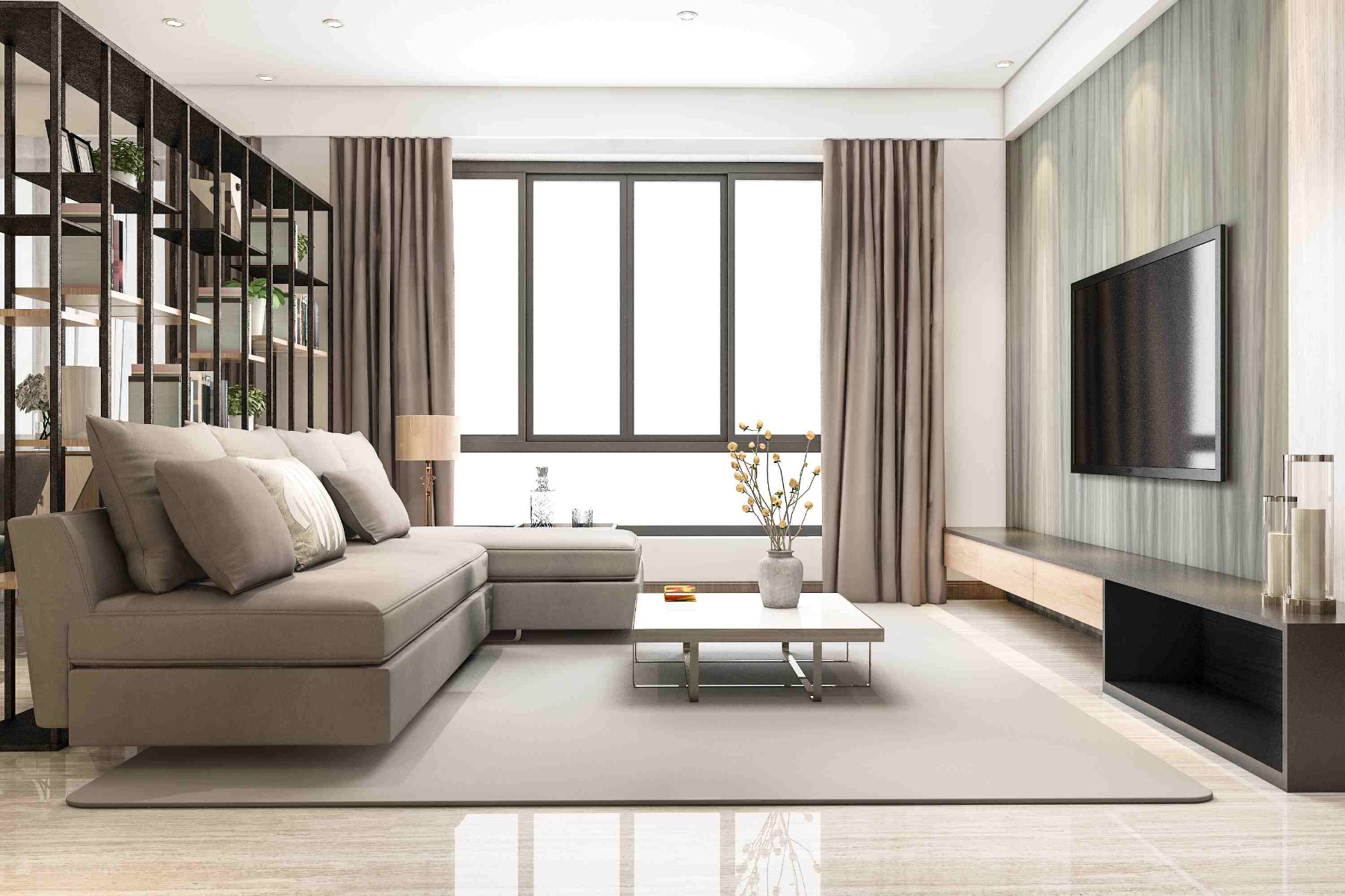 fenetre en aluminium gris argenté 4 vantaux