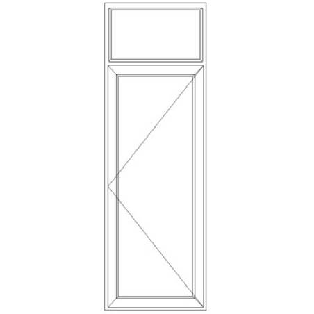 Porte fenêtre PVC 1 vantail ouverture à la française avec imposte fixe avec pose
