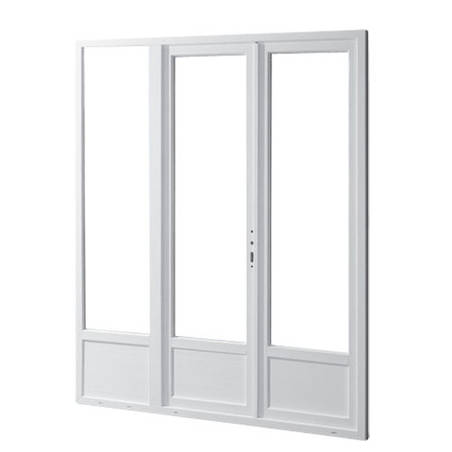 Porte fenêtre PVC 2 vantaux avec fixe latéral droite ou gauche